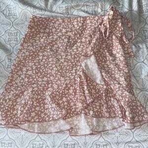 SHEIN Pink and White Floral Mini Skirt